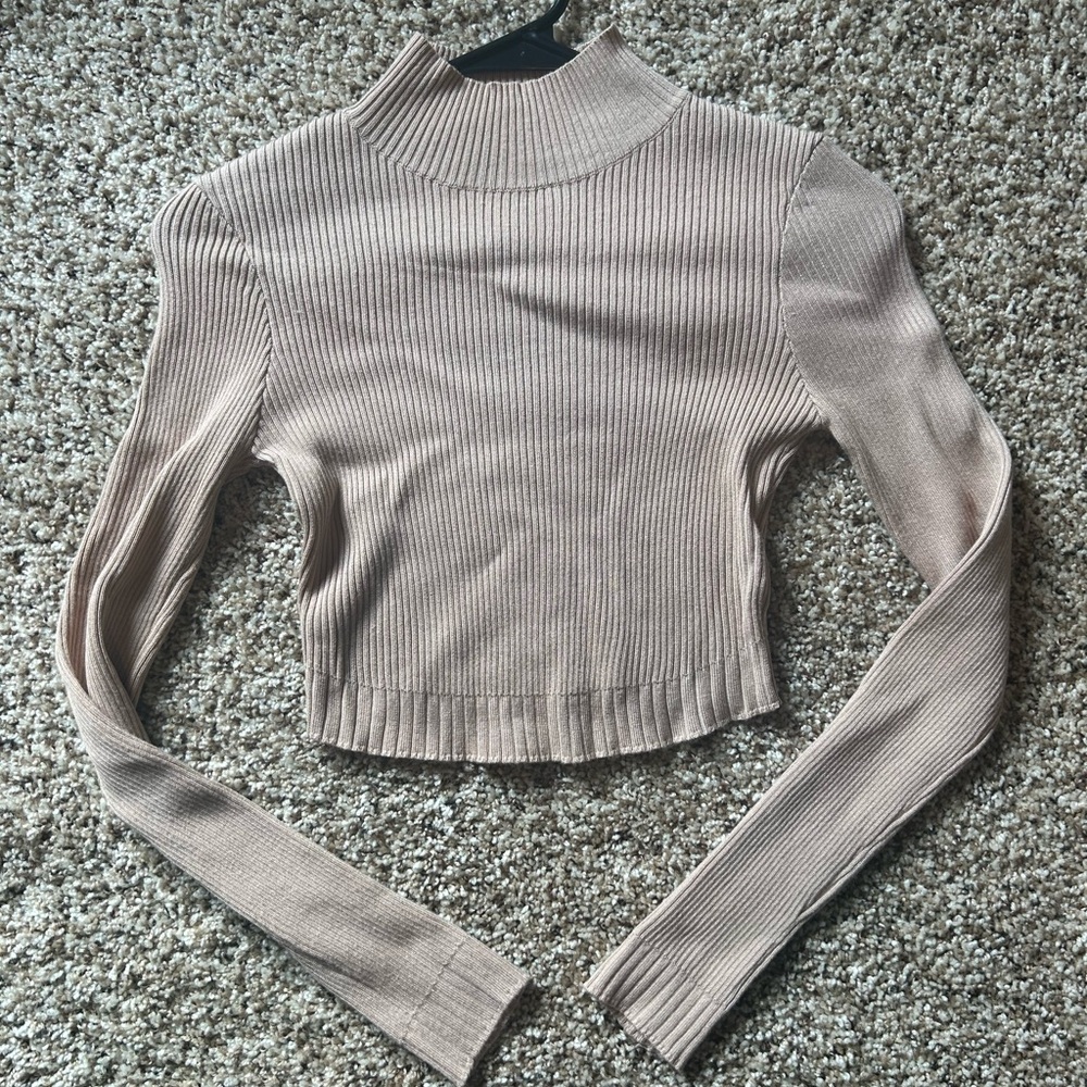 Missguided Tan Cropped Sweater
